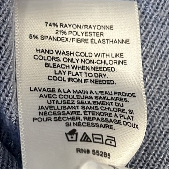 Express One Eleven Blue V-Neck Top Oversized Size Medium Short Sleeve - Picture 6 of 7